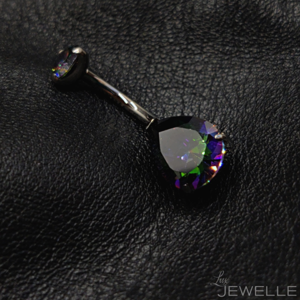 Navel Curve With Teardrop Shape Vitrail Medium Zirconia -Titanium - Image 3