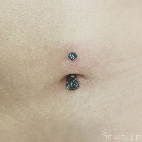 Navel Curve With Teardrop Shape Vitrail Medium Zirconia -Titanium - Image 2