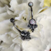 Navel Curve With Opals & Zirconia Cluster -Titanium - Image 2