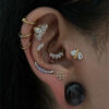 Piercing Ring With Bezel Set Clear Zirconia -24Kt Gold PVD Titanium - Image 4