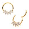 5-Cluster Marquise Zirconia Clicker-24Kt Gold PVD Titanium - Image 4
