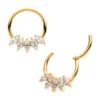 5-Cluster Marquise Zirconia Clicker-24Kt Gold PVD Titanium - Image 4