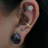 Triple Stacked With Zirconia Center Line Clicker -24Kt Gold PVD Titanium - Image 2