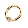 Piercing Ring With Bezel Set Clear Zirconia -24Kt Gold PVD Titanium