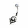 Navel Curve With Tri Bead & Zirconia Cluster -Titanium - Image 4