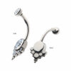 Navel Curve With Tri Bead & Zirconia Cluster -Titanium - Image 5