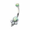 Navel Curve With Opals & Zirconia Cluster -Titanium - Image 4