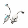 Navel Curve With Opals & Zirconia Cluster -Titanium - Image 3