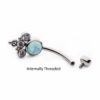 Navel Curve With Opals & Zirconia Cluster -Titanium - Image 5