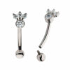 Curved barbell With Clear Zirconia Cluster Top -Titanium