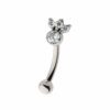 Curved barbell With Clear Zirconia Cluster Top -Titanium - Image 3