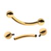 Internally Threaded Curved Barbell -24Kt Gold PVD Titanium