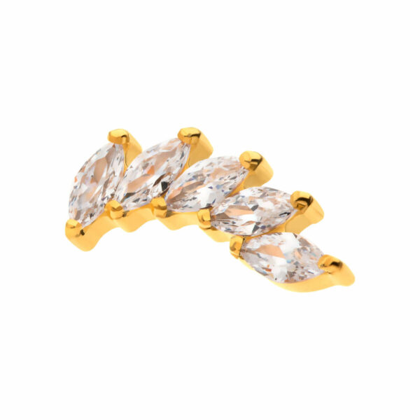 Marquise Gem Curved Fan Top -24Kt Gold PVD Titanium - Image 4