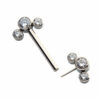 Nipple Barbell With Bezel Set Zirconia 3-Cluster Ends -Titanium - Image 2