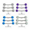Nipple Barbell With Bezel Set Blue Opal -Titanium - Image 2