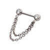 Nipple Barbell With Double Chain Dangle & Zirconia -Titanium - Image 2