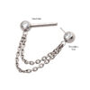 Nipple Barbell With Double Chain Dangle & Zirconia -Titanium - Image 3