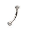 Curved Barbell With Bezel Set Zirconia Ends -Titanium