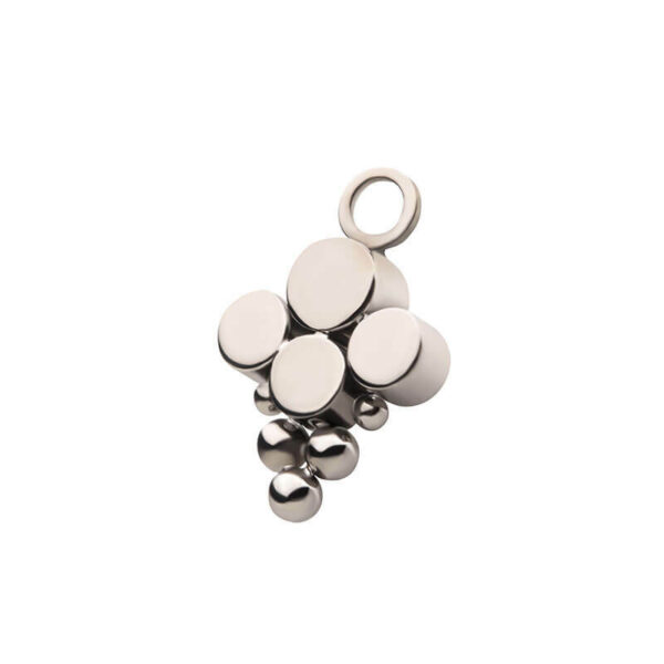 Charm With Bead Bezel Round Zirconia 4-Cluster -Titanium - Image 3