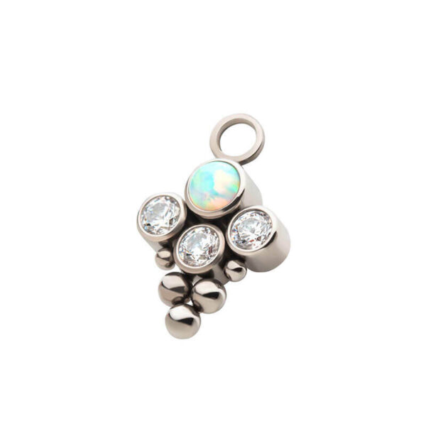 Charm With Bead Bezel Round Opal 4-Cluster -Titanium