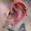 Internally Threaded Barbell -24Kt Gold PVD Titanium - Image 2