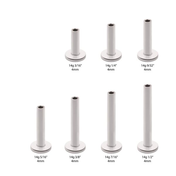 Labret kantaosa 4mm takaosalla -Titaani - Image 2